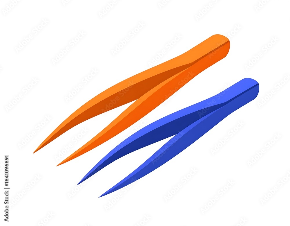 Orange and blue tweezers Orange and blue tweezers