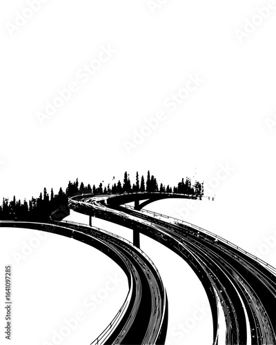 Highway overpass illustration with trees vector graphic design for transportation and travel concepts art design vector art 