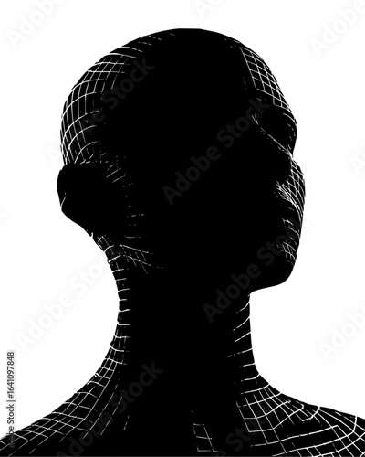 Abstract wireframe head silhouette vector illustration for ai technology and futuristic design concept vector art 