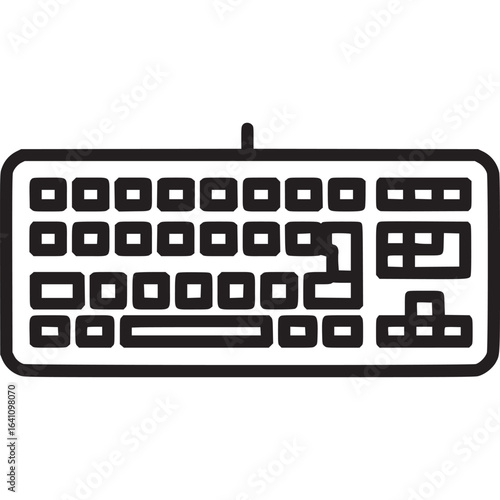 Illustration of a computer keyboard isolated on white background, a peripheral input device used for typing and entering data into a computer system with keys and buttons