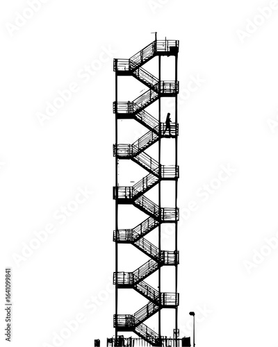 Silhouette emergency staircase architecture photography black and white building exterior urban structure design vector art 