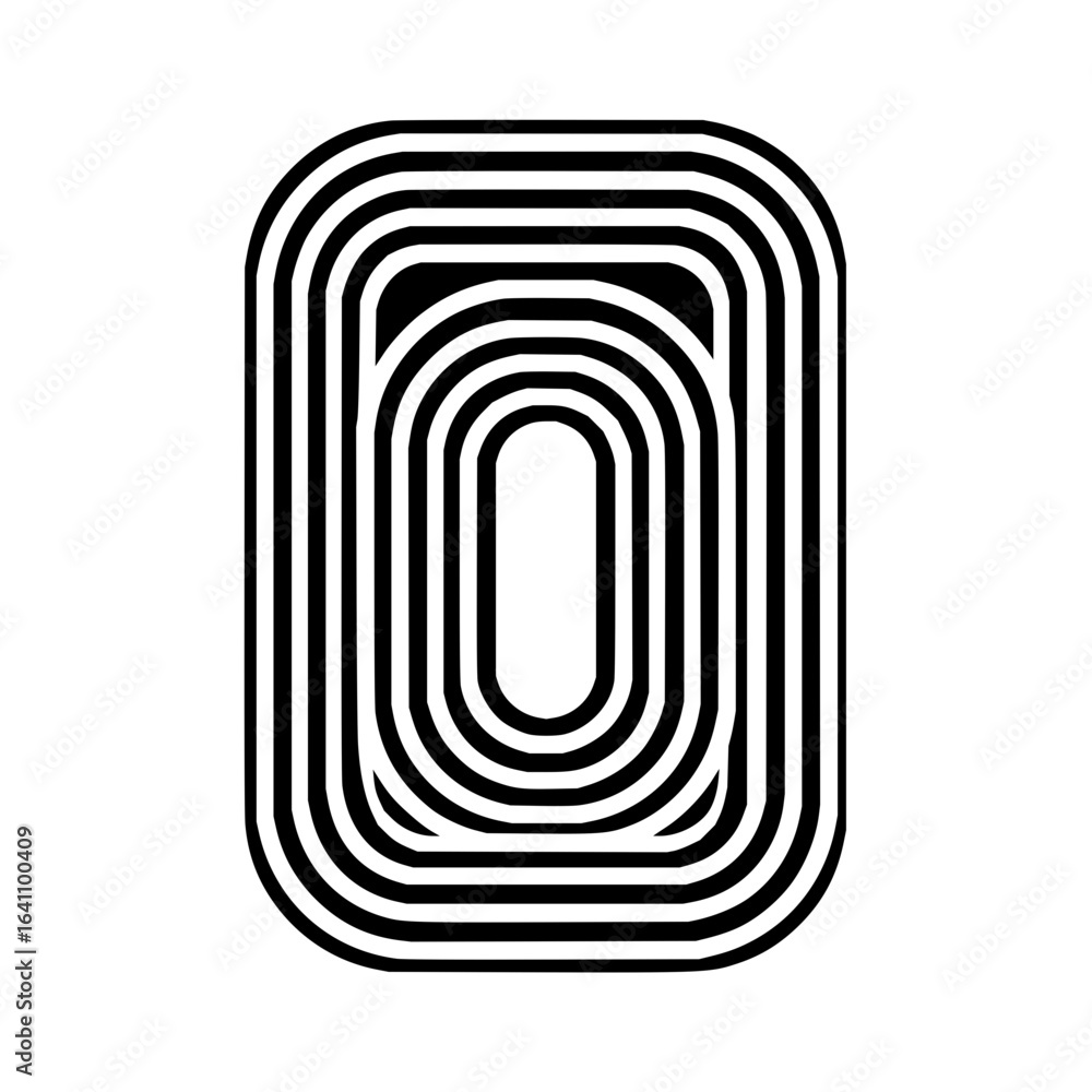 Minimalist black and white concentric rounded rectangles forming a retro tunnel optical illusion design element for art vector Minimalist black and white concentric rounded rectangles forming a retro tunnel optical illusion design element for art vector