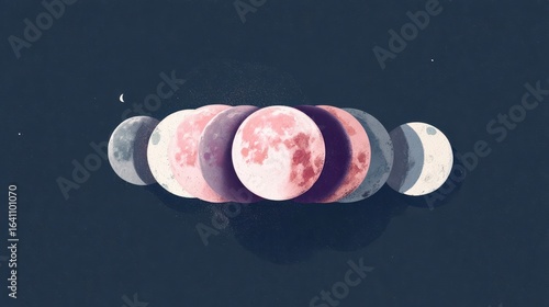 A depiction of the phases of the moon.