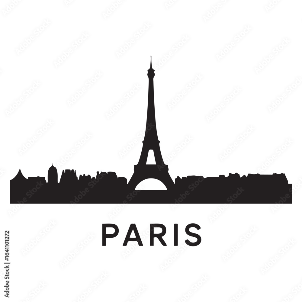 Obraz premium Paris skyline silhouette. Vector illustration. Vector black silhouette. with white background.