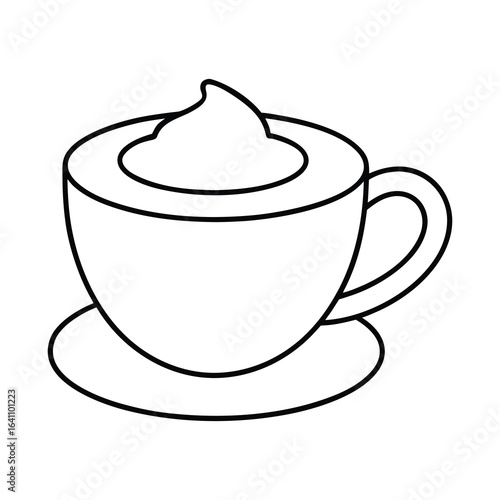 outline cappuccino cup with foam art 