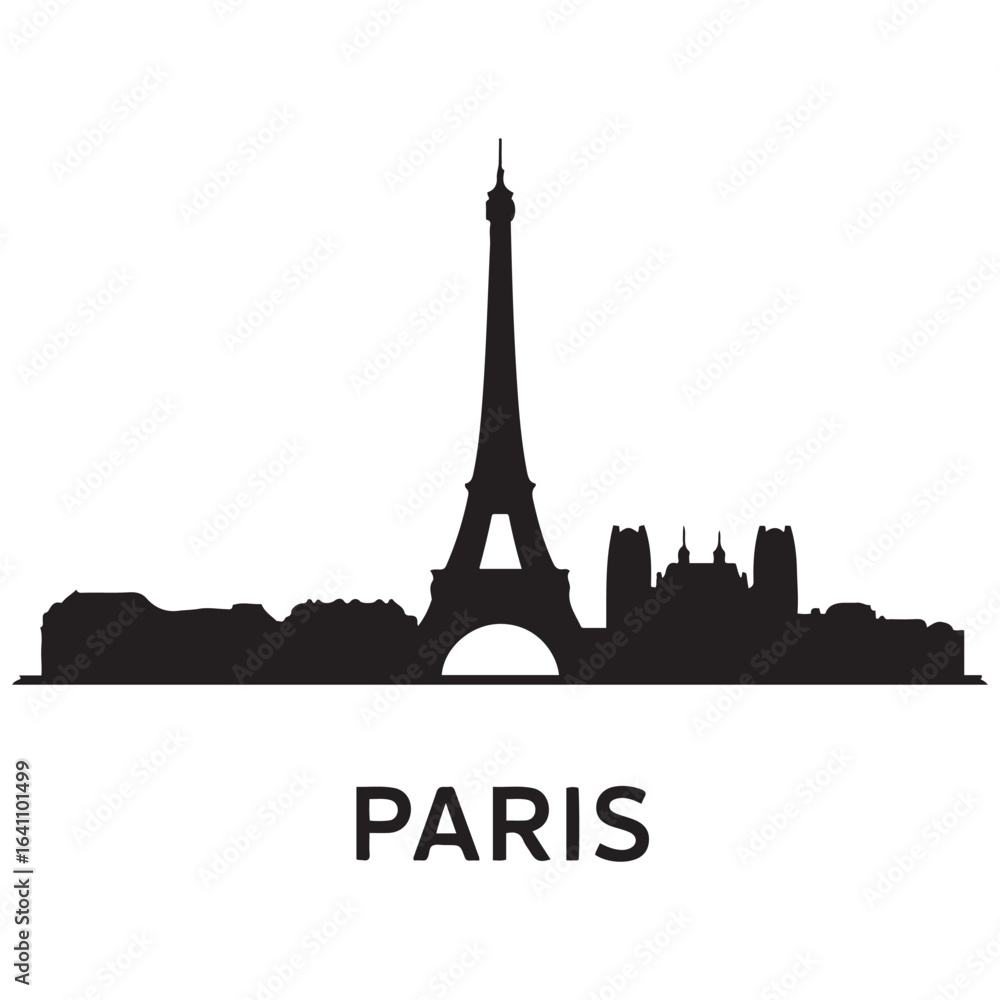 Obraz premium Paris skyline silhouette. Vector illustration. Vector black silhouette. with white background.