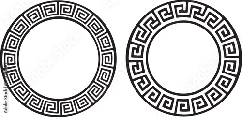 Set of circular Greek key pattern frames