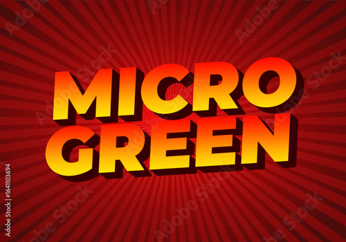 Bold text design featuring the words MICRO GREEN in a vibrant orange and yellow gradient on a red ra
