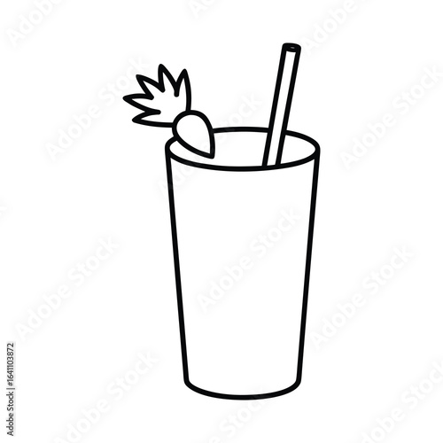 outline glass of tomato juice with celery stick 