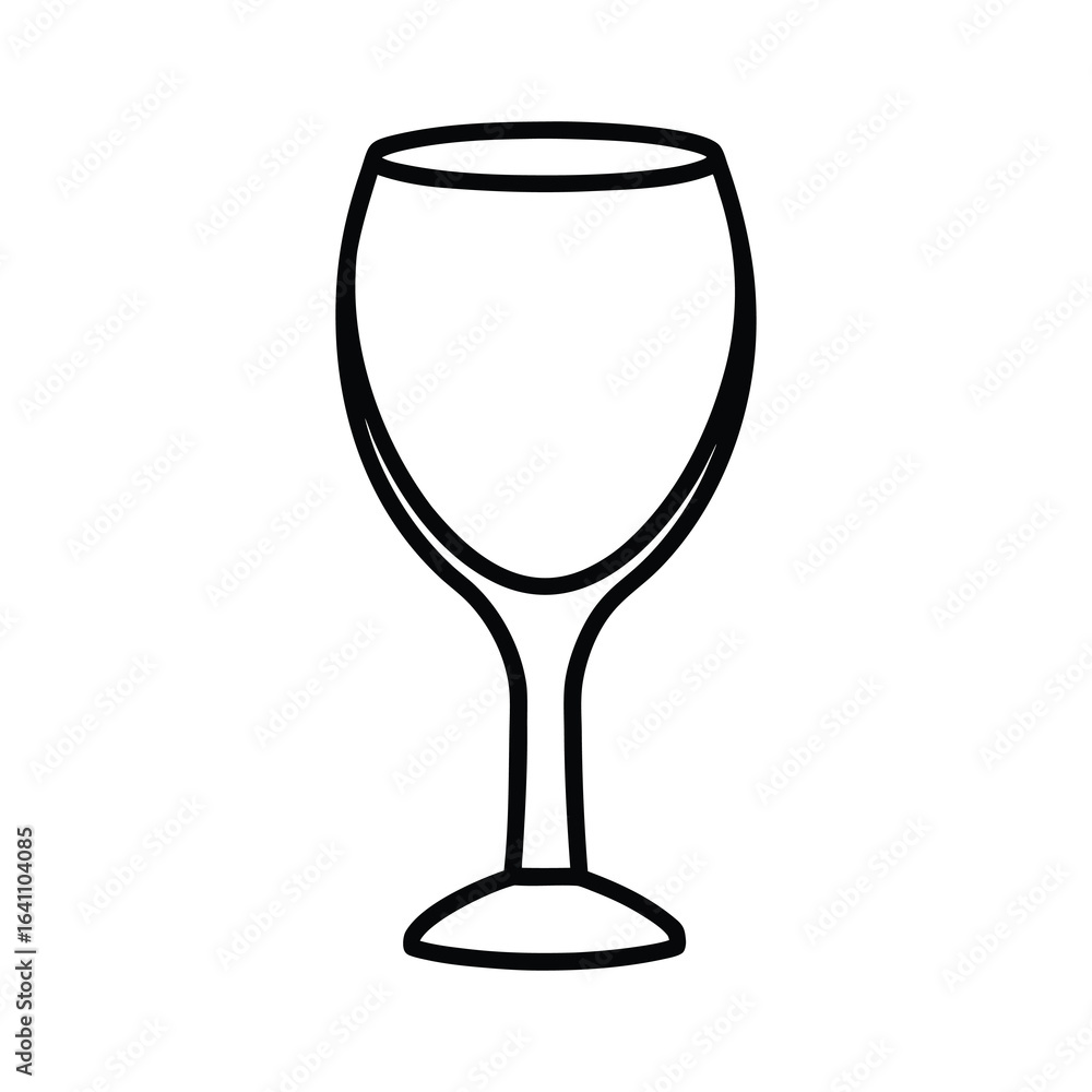 Obraz premium outline glass of white wine on a white background.