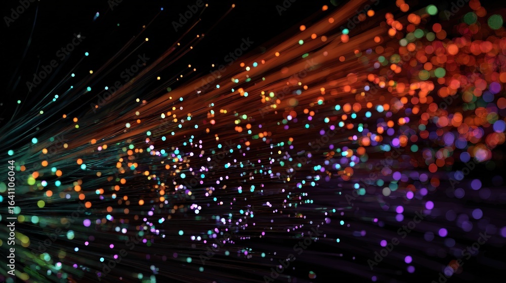 Fototapeta premium Glowing Fiber Optic cable transmitting data – abstract Background