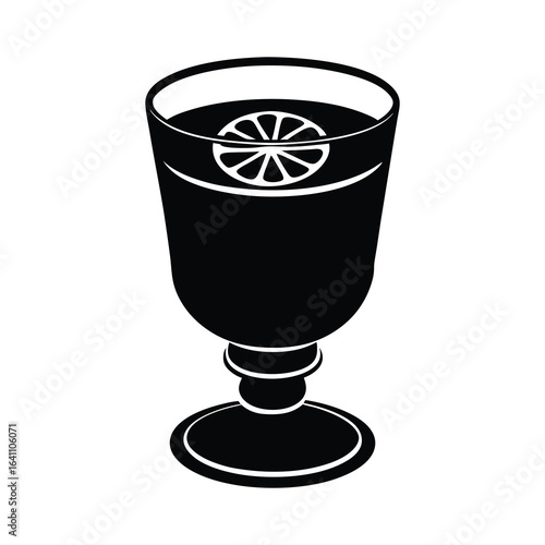 drinks clipart of glass of mulled wine with orange
