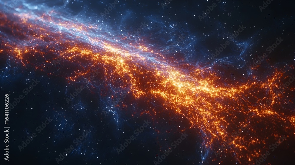 Fototapeta premium Fiery, cosmic energy stream in space.