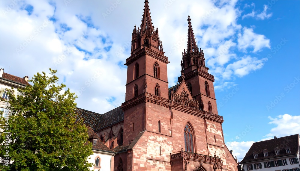 Obraz premium Gothic cathedral facade with twin spires