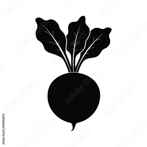 silhouette illustration beetroot with leaves.