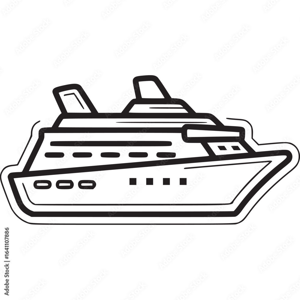 Obraz premium A captivating illustration of a cruise ship isolated on white background, evoking the allure of luxurious sea voyages and unforgettable vacation experiences