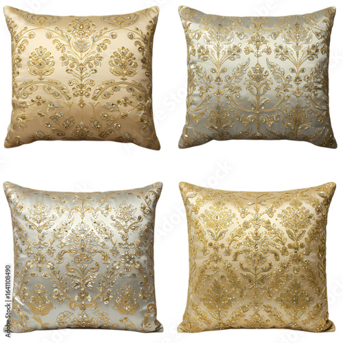 Luxury Embroidered Throw Pillows: Gold & Silver Cushion Designs for Elegant Home Decor