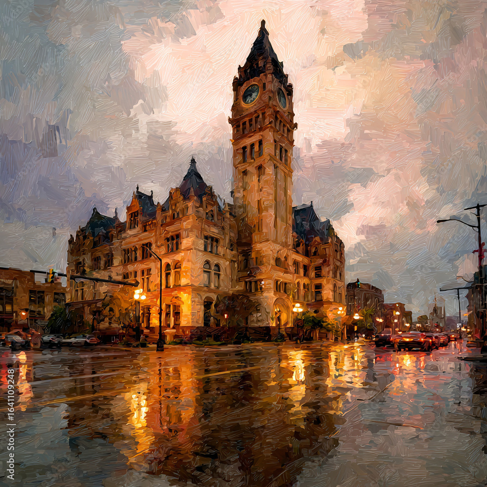 Fototapeta premium Create a Realistic image of a Historic city hall