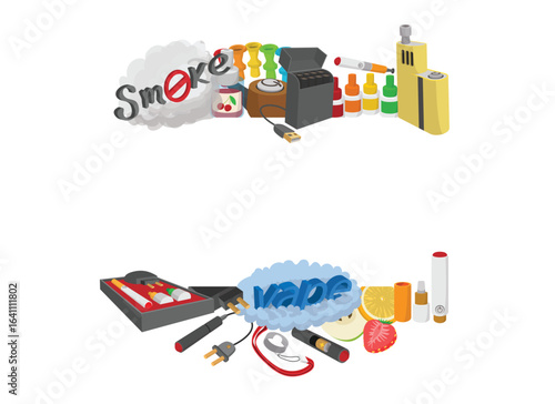 Contrasting traditional cigarettes and vaping devices, highlighting the differences and potential health implications