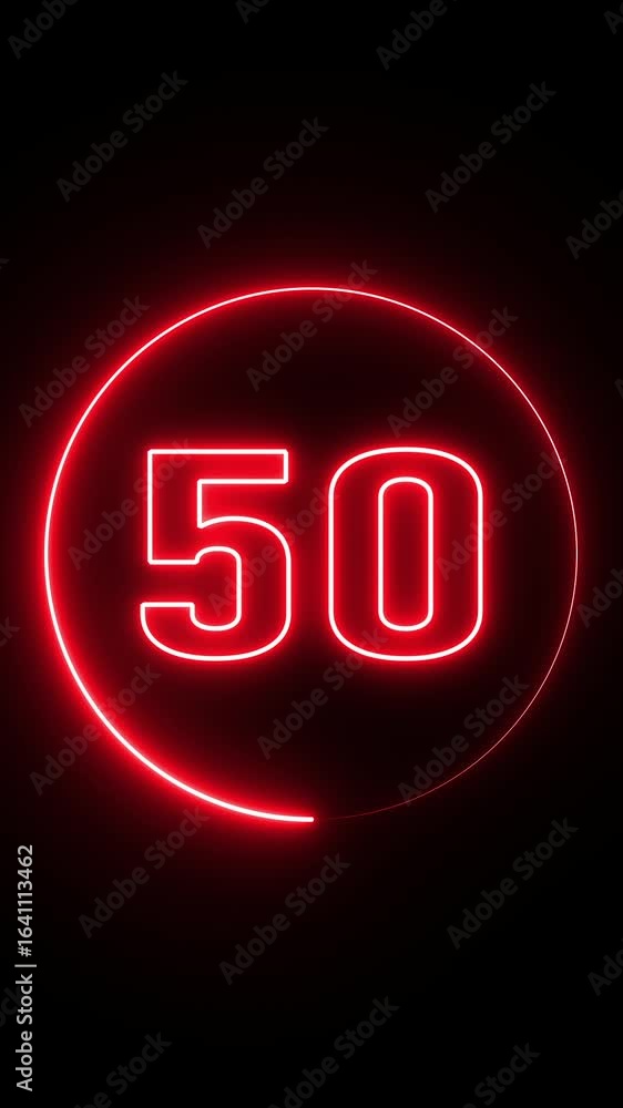 Neon line Circle countdown timer animation from 60 to 0 second ...
