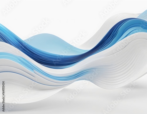 Elegant Abstract Wave in Blue and Grey Tones on White