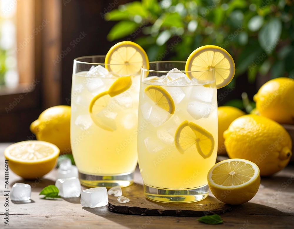 Fototapeta premium lemonade with lemon and mint