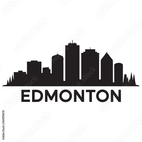 Edmonton skyline silhouette. Landscape Edmonton, Alberta. Vector illustration. Vector black silhouette. with white background.