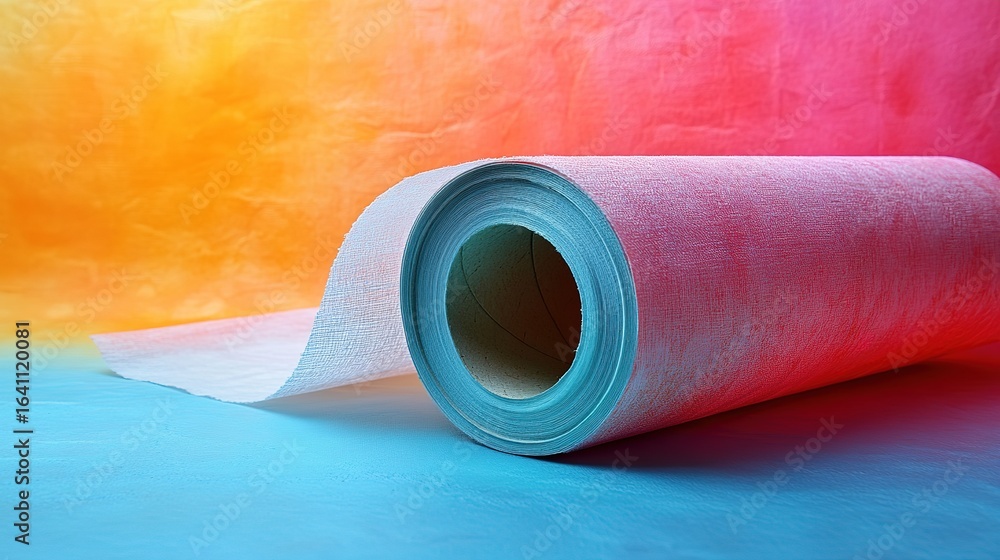 Obraz premium Rolled Wallpaper with Colorful Background for Home Decor
