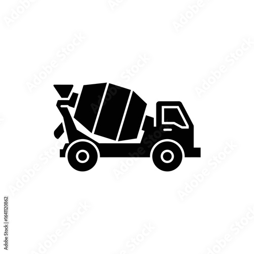 Vector illustration of a cement mixer truck for mixing building materials, suitable for construction design.