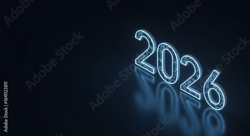 Futuristic 2026 Digital Technology,  Isometric New Year , Innovation, Progress, Business, Cyber, Modern Design