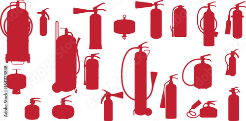 Fire Extinguisher Silhouette Vector – Safety, Emergency, Firefighting, Equipment, Rescue, Protection, Industrial, Tool, Prevention, Security, Minimal, Red, Hazard, Alarm, Safety Gear, Outline, Vector
