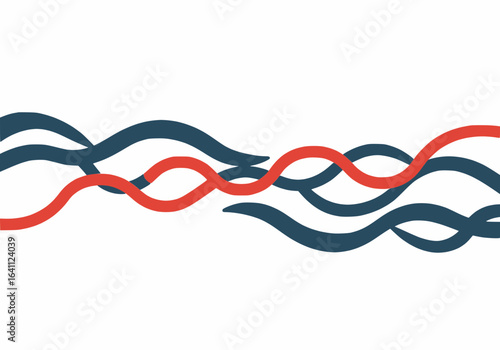 Abstract waves pattern two tone solid colors on, white background minimal vector art