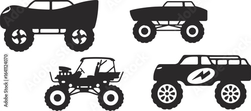 Off-Road Vehicle Silhouette Vector – ATV, Quad Bike, Buggy, Adventure, Motorsport, Racing, Outdoor, Extreme, 4x4, Black Icon, Wheels, Ride, Graphic