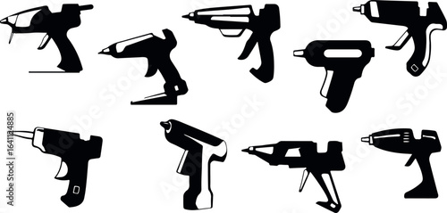 Silhouette Gun and Rifle Vector – Weapon, Firearm, Military, Shooting, Combat, Pistol, Tactical, Army, Hunting, Security, Defense, War, Police, Equipment, Black, Minimal, Silhouette
