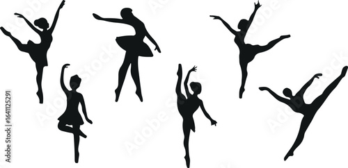 Ballet Dancer Silhouette Vector – Dance, Performance, Ballerina, Stage, Elegant, Movement, Female, Artistic, Classical, Pointe, Graceful, Costume, Graphic
