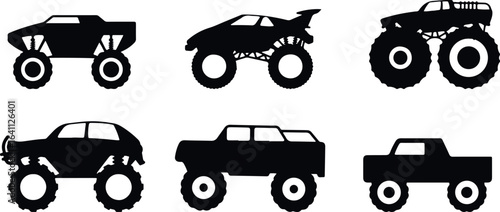Off-Road Car Silhouette Vector – Vehicle, Automotive, Sport, Racing, Transport, Adventure, Travel, Black Icon, Driving, Extreme, Competition