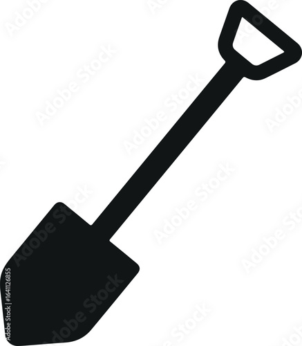 Shovel Silhouette Vector – Gardening Tool, Digging, Landscaping, Outdoor Work, Construction, Agriculture, Farming, Soil, Earthmoving, Hand Tool, Yard, Maintenance, Manual, Equipment, Black Icon, Graph