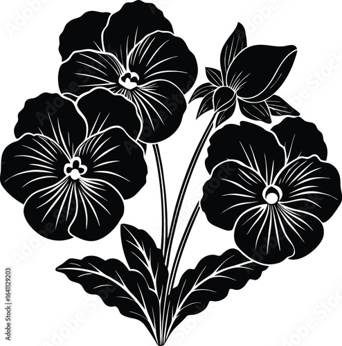 silhouette-of-pansy-flowers-with-curled-petals.eps