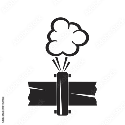 Isolated pictogram sign og leaked high pressure pipe, fo safery sign on engineering and construction
