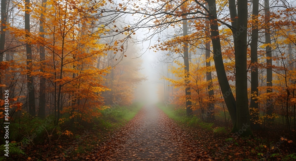 Fototapeta premium Misty Autumn Forest Trail