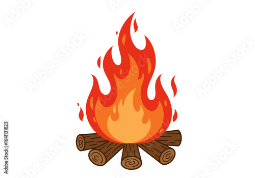 A cartoonstyle campfire with logs burning