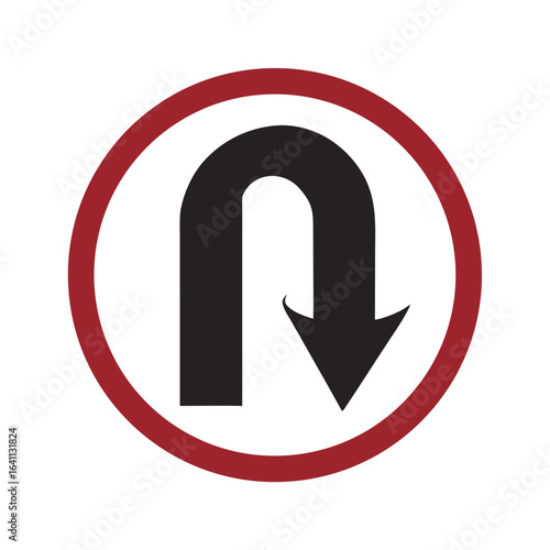 Isolated traffic sign U Turn is allowed with caution
