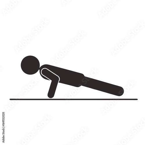 Isolated sport pictogram, push up on a mattress, gym, health, fitness icon
