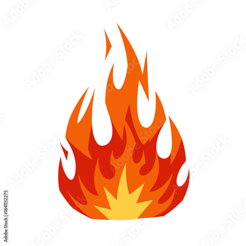 Flame icon orange red  yellow isolated on white
