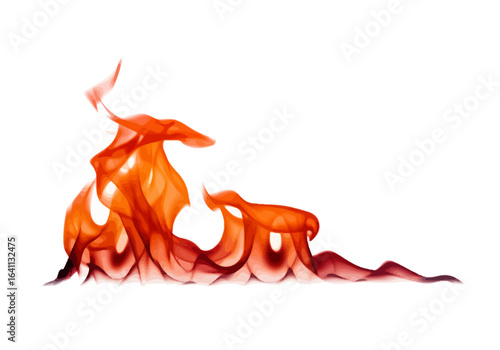 Vivid stylized orange flames spread along the bottom reaching upward