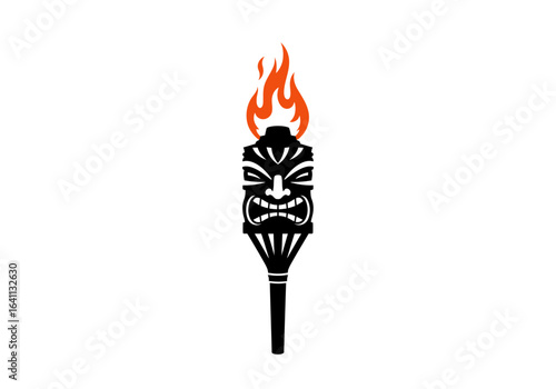 Tiki torch with stylized flame dark and threatening image