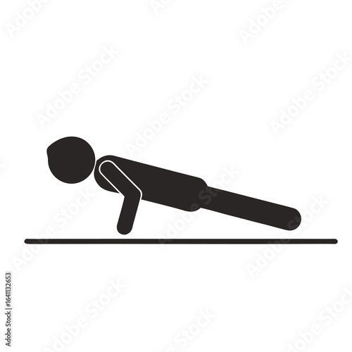 Isolated sport pictogram, push up on a mattress, gym, health, fitness icon
