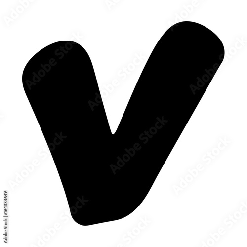 A bold and simple black check mark on a clean white background
