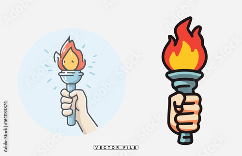 Hand Holding Torch Icon Vector Illustration for Olympic Games Symbol