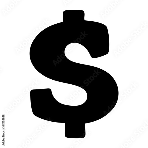 Simple black dollar sign symbol representation for economics and finance applications